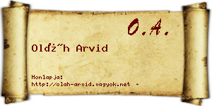 Oláh Arvid névjegykártya